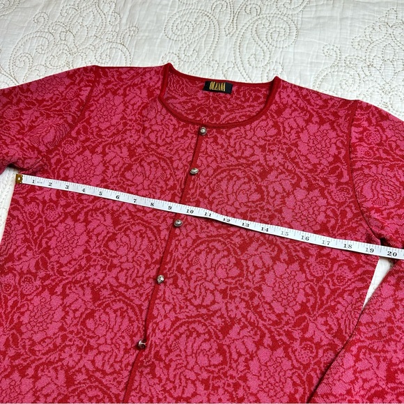 Oleana silk+wool floral jacquard cardigan sweater - Picture 5 of 7